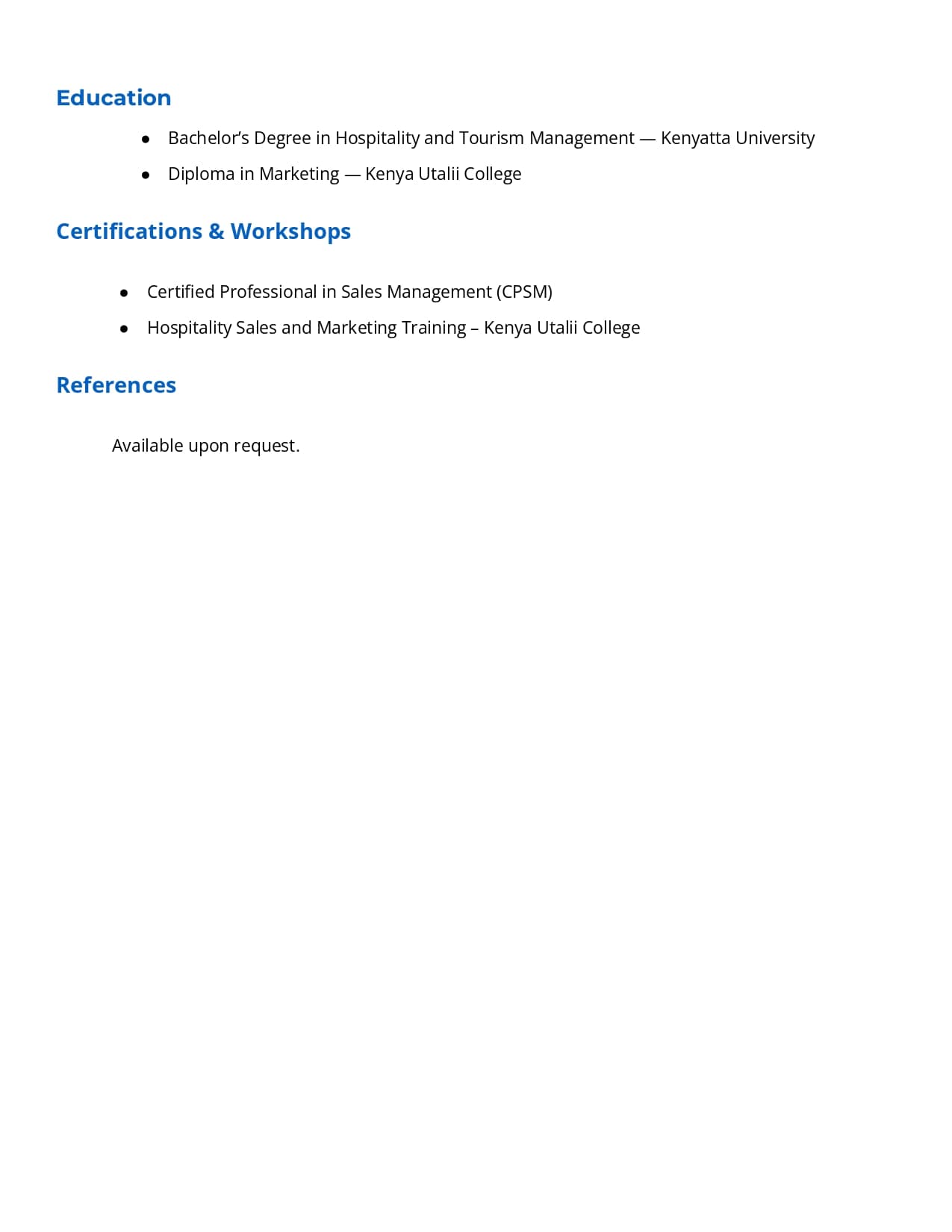 Hotel Sales Manager Resume