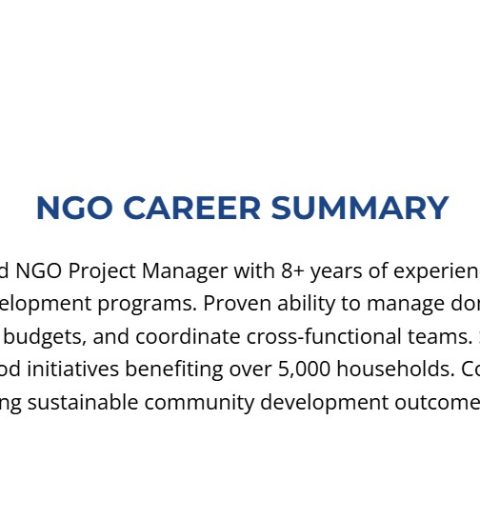 Career Objective for NGO Jobs – Examples & Samples (Word & PDF)