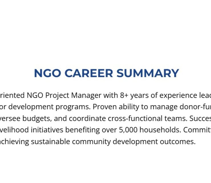 Career Summary for NGO Jobs – Examples, Samples (Word & PDF)