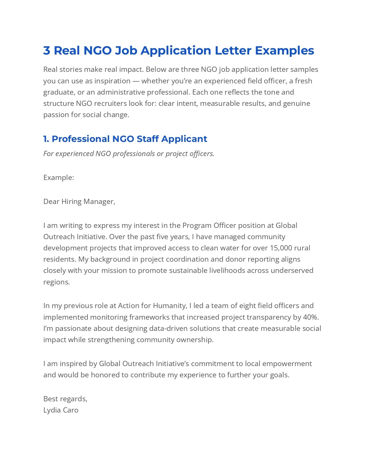 NGO Job Application Letter Sample – Real Examples & Writing Tips NGO Job Application Letter Sample – Real Examples & Writing Tips