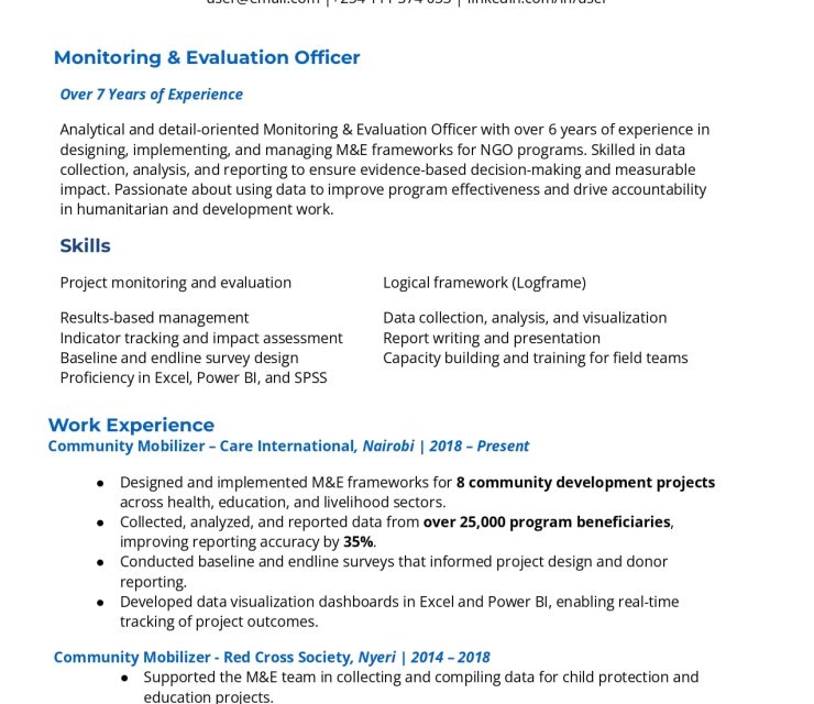 15+ Sample NGO CV Templates – Word & PDF