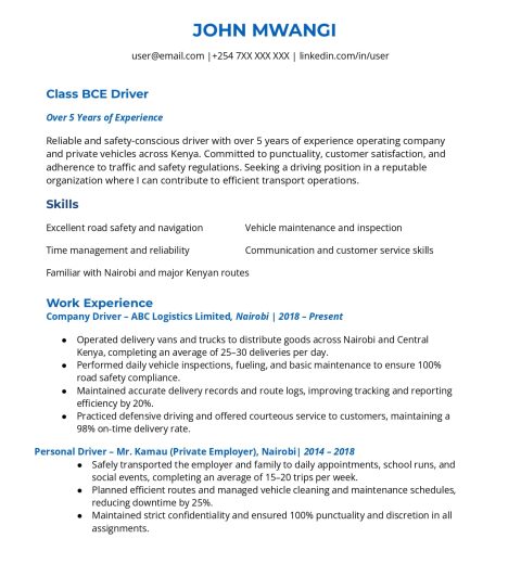 Clinical Officer CV Sample In Kenya – PDF + Word Templates