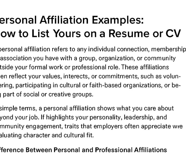 Personal Affiliation Examples: How to List Yours on a Resume or CV