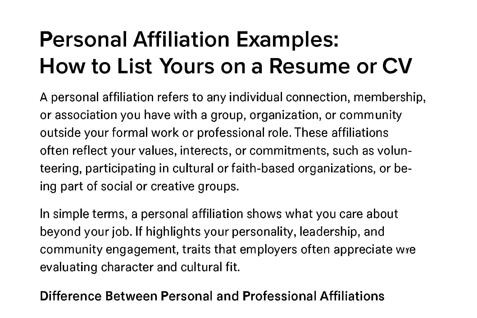 Personal Affiliation Examples: How to List Yours on a Resume or CV